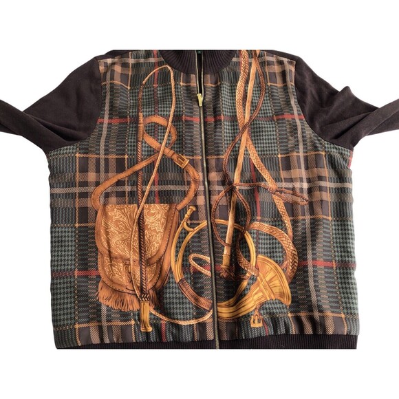 Vtg Lauren Ralph Lauren Silk Cashmere Equestrian Cardigan Sweater Size XL Zip - Picture 4 of 8